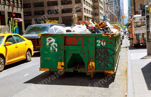 Preview: New York City Manhattan container Over flowing Dumpsters being full with garbage