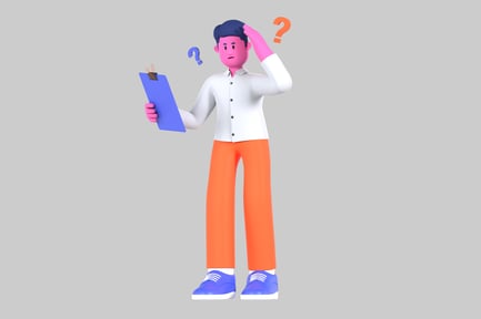 Aperçu: Personnage de dessin animé confus avec presse-papiers