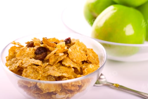 Preview: cornflakes and green apples