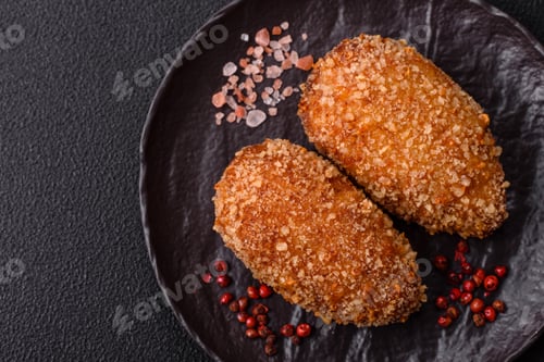 Preview: Delicious fresh cutlet or meatball Kiev style with filling