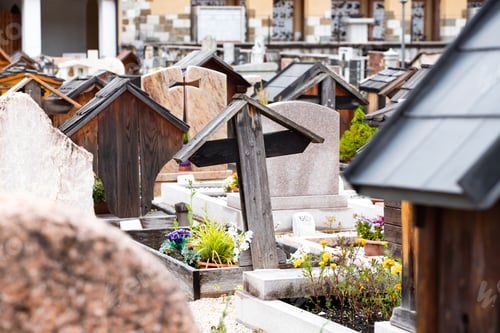 Preview: Tombstones in cemetery in Cortina d`Ampezzo, Italy