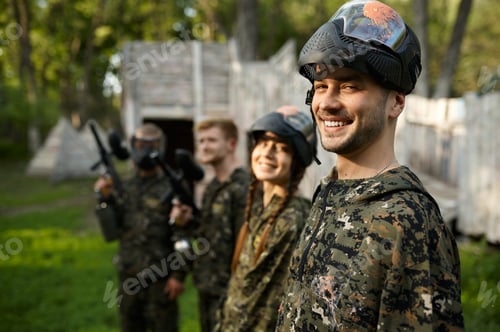 Preview: Soldiers playing paintball on playground in forest