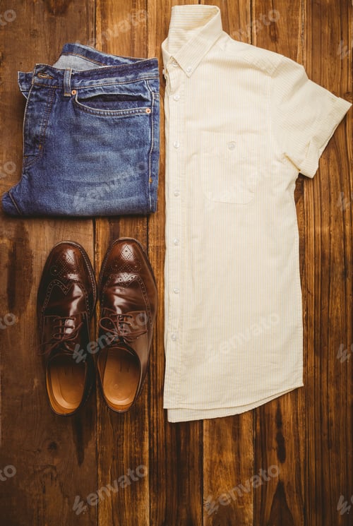 Preview: Differents objects using every days on wooden table