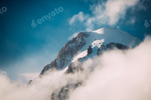 Preview: Georgia. Peak Of Mount Kazbek Covered With Snow. Kazbek Is A Str