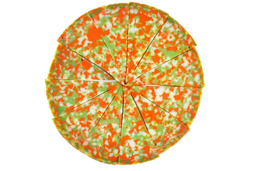 Preview: Slices of piquant spicy multicolored cheese