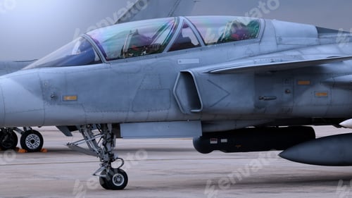Preview: Close up of modern aircraft military fighter jet.