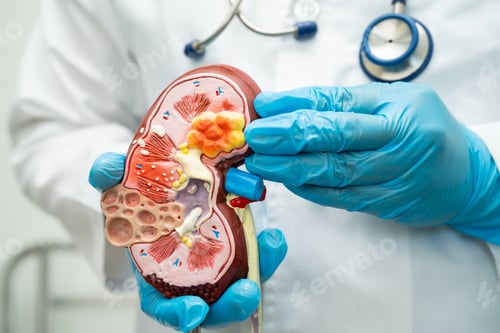 Preview: Kidney disease, Chronic kidney disease ckd, Doctor with human model to study and treat in hospital.