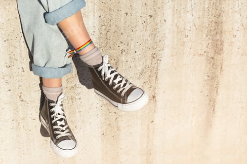 Preview: Side Legs Of Lesbian Girl With Lgbtqi Gay Pride Rainbow Bracelet