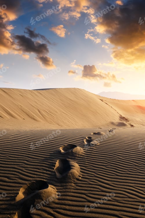 Preview: Footprints on sand in the desert