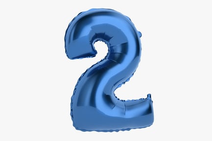 Preview: Shiny Blue Foil Balloon - Digit Two