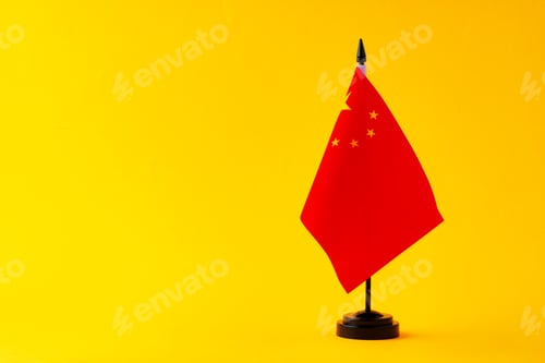 Preview: Flag of China on color background close up