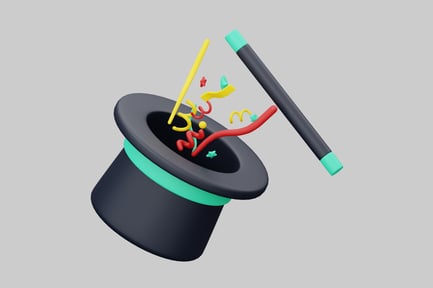 Preview: Cartoon magic hat and wand