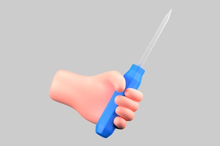 Preview: Cartoon hand holding screwdriver blue