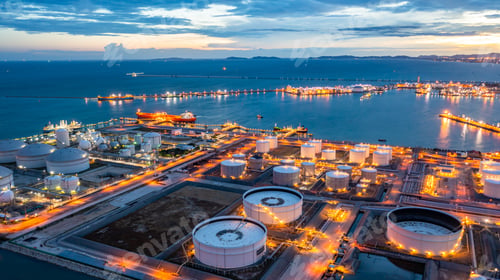 Preview: Aerial view oil terminal industrial facility storage tank oil and petrochemical products.