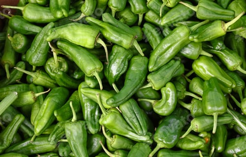 Preview: Close up fresh green padron chili peppers