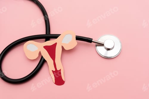 Preview: Stethoscope with Uterus Cutout on Pink Background