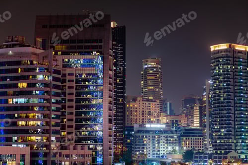 Preview: Dubai Marina skyscrapers at night