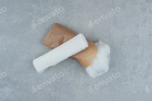 Preview: Medical cotton wool on gray background