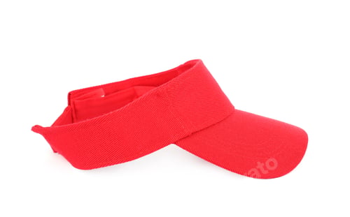 Preview: One red visor cap isolated on white. Mockup for design