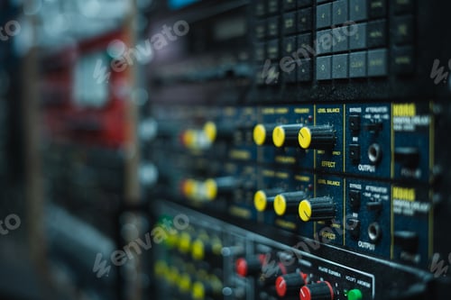 Preview: Closeup shot of mixing and mastering of tracks in a studio