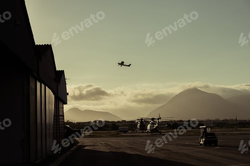 Preview: The plane leaves the hangar far away in the tropics.