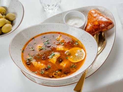 Preview: Solyanka soup with meat and olives