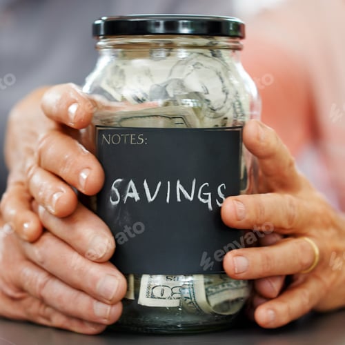 Preview: Savings Jar Filled with Money Being Held