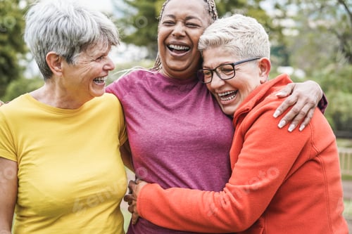 Preview: Multiracial senior women having fun together