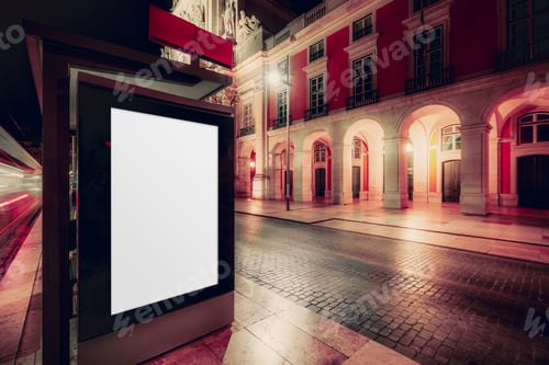 Preview: Blank billboard at night city