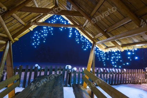 Preview: Wooden arbor with Christmas lights