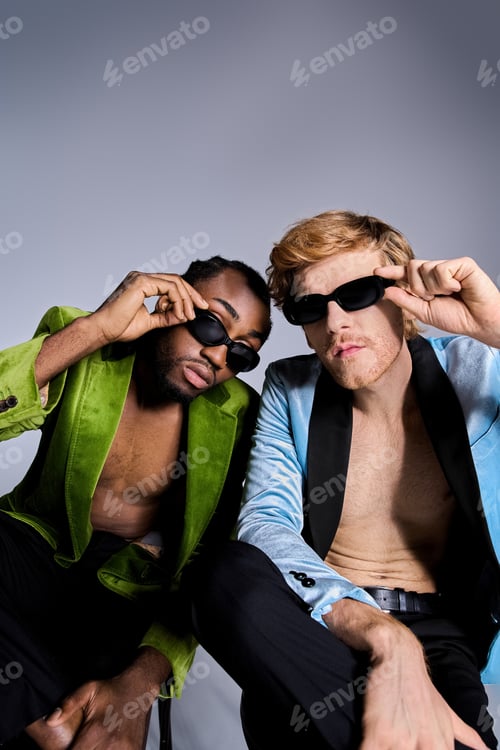 Preview: Elegant Duo: Multicultural Men Sitting Together