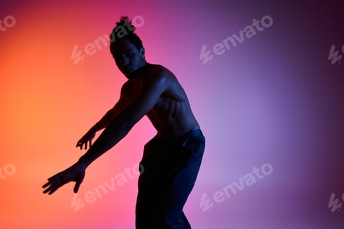 Preview: Silhouetted dancer against vibrant gradient