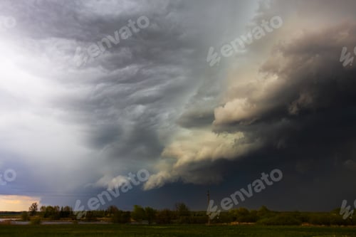 Preview: Dramatic storm clouds in the sky, dark severe storm clouds, supercell.