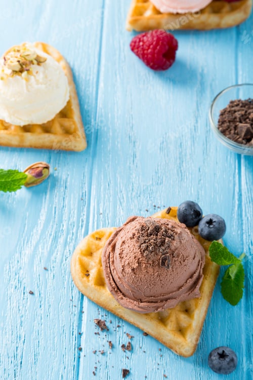 Preview: Waffle with chocolate ice cream