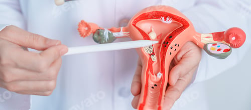 Preview: Doctor holding Uterus and Ovaries model.