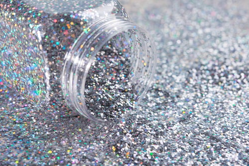 Sparkling Silver Glitter Jar for Crafting and Decorations