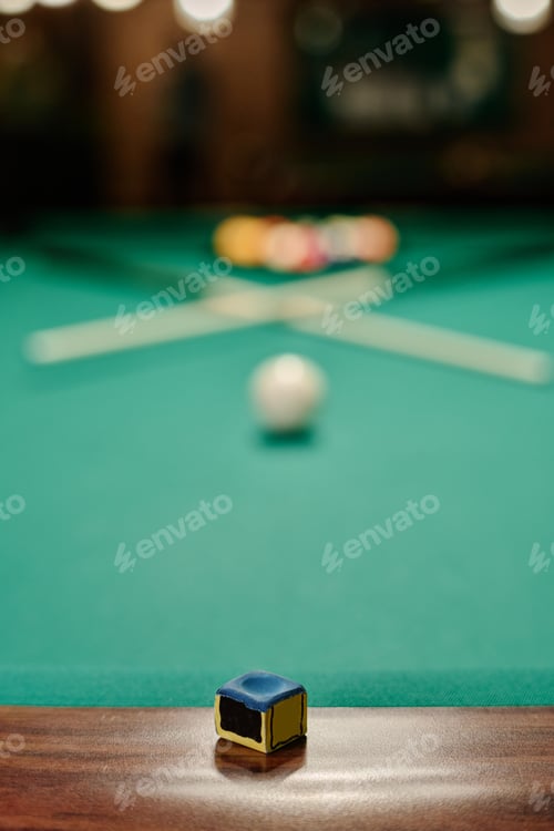 Preview: Small snooker chalk on wooden table