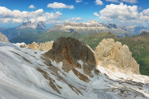 Preview: View of mountains from Marmolada summit in Dolomites, Italy