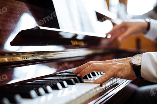 Preview: Crop male hands playing piano