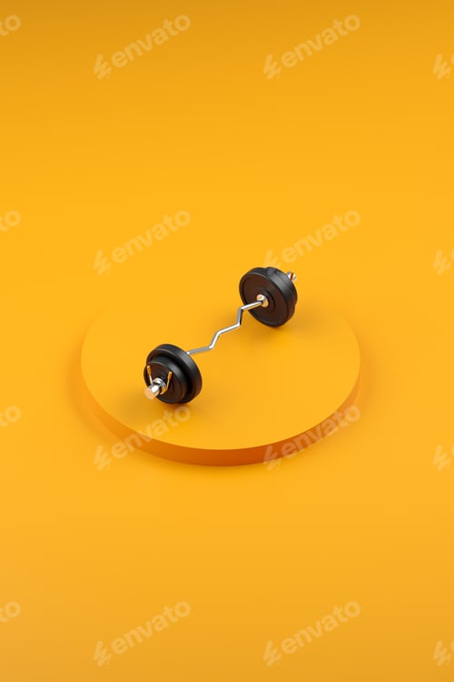 Preview: 3d render. Abstract colorful minimalistic design of the EZ rod with a curved neck on the podium