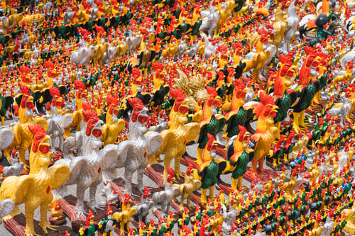 Preview: Chickens statue are worship and placed at the temple