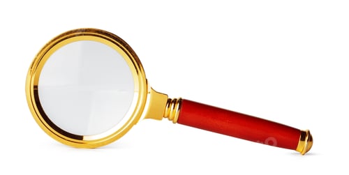 Preview: Gold Magnifying glass isolated on white background
