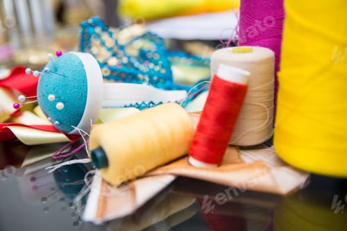 Preview: Close up of fashion designers table