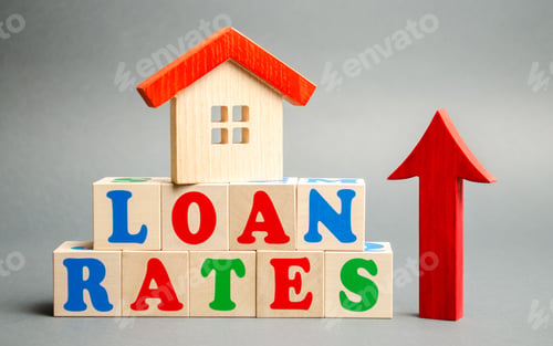 Rising Loan Rates with Toy House and Arrow