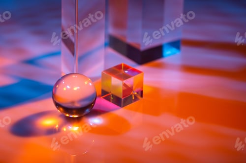 Preview: Glass crystal prism. Multicolor light effect