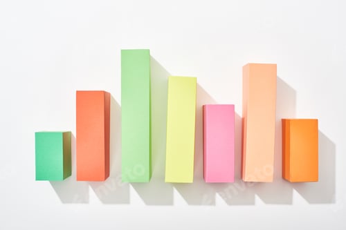 Preview: top view of color analytical graph with shadow on white background