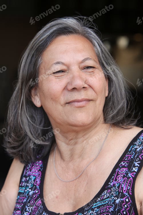 Preview: Closeup Portrait of Cheerful Senior Latina Woman