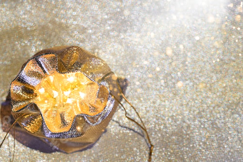 Preview: Golden sack filled with glowing treasures illuminated by glittering light