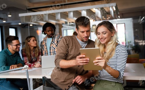 Preview: Software engineers working on project and programming in company. Business people concept.