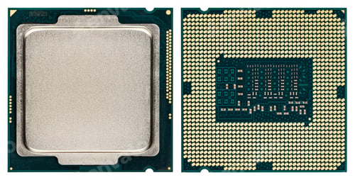 Preview: CPU (Central processing unit) microchip, isolated on white background